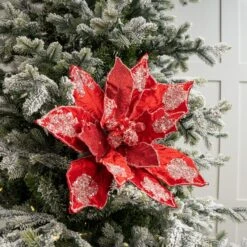 20" Icy Poinsettia Set Of 2 -Christmas Decoration Shop 0671409726 1