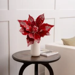 20" Icy Poinsettia Set Of 2 -Christmas Decoration Shop 0671409726 2