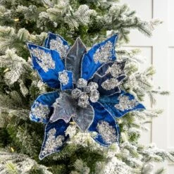 20" Icy Poinsettia Set Of 2 -Christmas Decoration Shop 0671409727 1