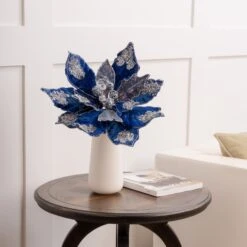 20" Icy Poinsettia Set Of 2 -Christmas Decoration Shop 0671409727 2