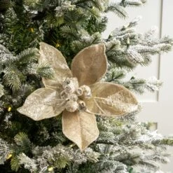 19" Icy Magnolia Leaf Set Of 4 7 19" Icy Magnolia Leaf Set Of 4 -Christmas Decoration Shop 0671409743 2