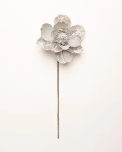 18" Silver & Icy Magnolia Stem Set Of 6