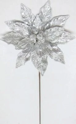 18" Icy Poinsettia Stem Set Of 6 -Christmas Decoration Shop 0671409754