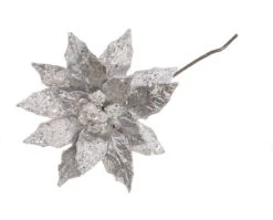 18" Icy Poinsettia Stem Set Of 6 -Christmas Decoration Shop 0671409754A