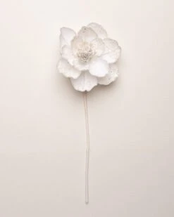 18" Icy White Magnolia Stem Set Of 6