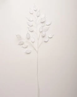 37" Snow White Money Plant Leaf Set Of 6