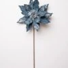 18" Steel Blue Poinsettia Stem Set Of 6