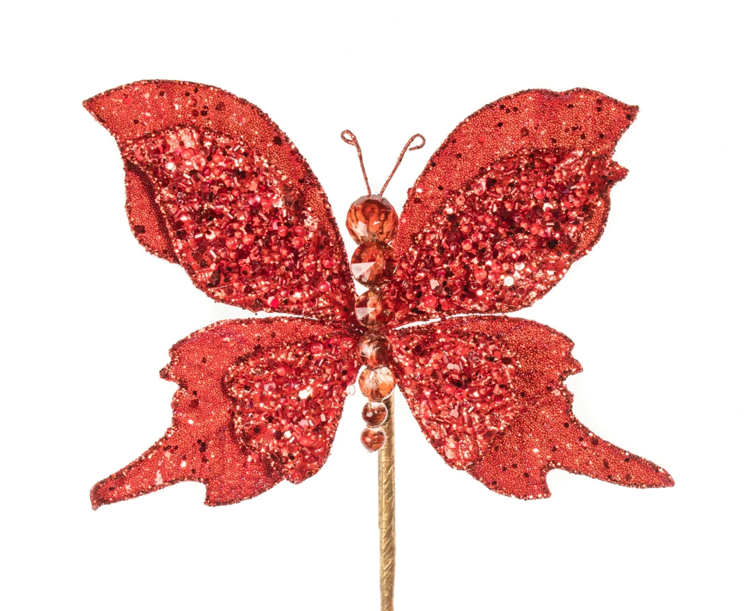 6" Red Glitter Butterfly Pick Set Of 6 1 6" Red Glitter Butterfly Pick Set Of 6