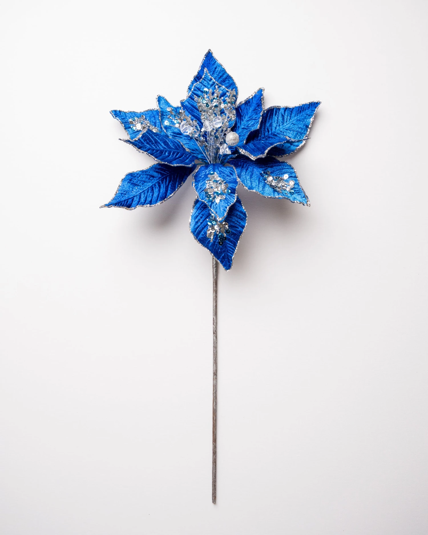 15" Poinsettia Velvet Pick Set Of 6 1 15" Poinsettia Velvet Pick Set Of 6