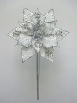 15" Poinsettia Velvet Pick Set Of 6 17 15" Poinsettia Velvet Pick Set Of 6 -Christmas Decoration Shop 0671409845 3