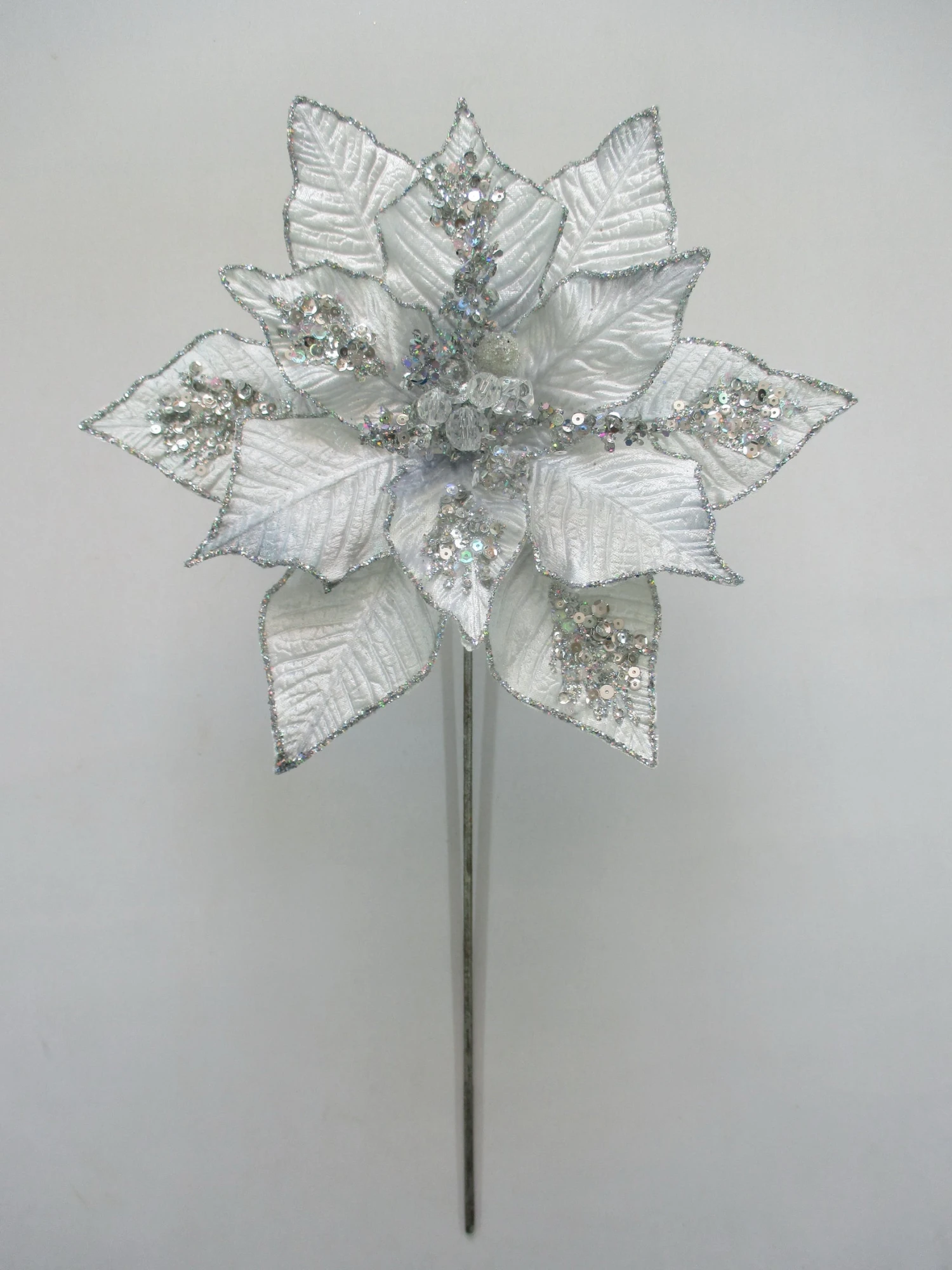 15" Poinsettia Velvet Pick Set Of 6 9 15" Poinsettia Velvet Pick Set Of 6 - Image 9