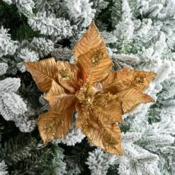 15" Poinsettia Velvet Pick Set Of 6 12 15" Poinsettia Velvet Pick Set Of 6 -Christmas Decoration Shop 0671409847 2