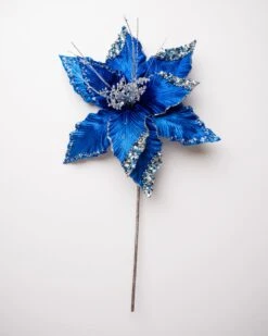 15" Green Poinsettia Velvet Pick Set Of 6 12 15" Green Poinsettia Velvet Pick Set Of 6 -Christmas Decoration Shop 0671409852 1