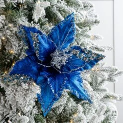 15" Green Poinsettia Velvet Pick Set Of 6 13 15" Green Poinsettia Velvet Pick Set Of 6 -Christmas Decoration Shop 0671409852 2