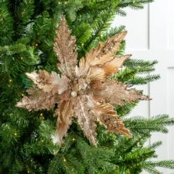 17" Glitter Poinsettia Set Of 6 -Christmas Decoration Shop 0671409857 2