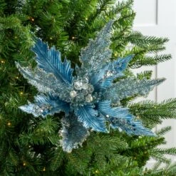 17" Glitter Poinsettia Set Of 6 -Christmas Decoration Shop 0671409858 2