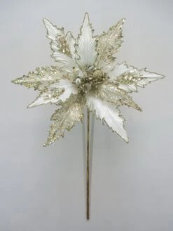 17" Glitter Poinsettia Set Of 6 -Christmas Decoration Shop 0671409859