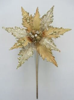17" Glitter Poinsettia Set Of 6 -Christmas Decoration Shop 0671409860