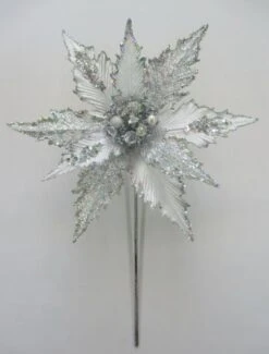 17" Glitter Poinsettia Set Of 6 -Christmas Decoration Shop 0671409861