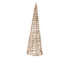 15" Gold Glitter Battery Operated Christmas Cone