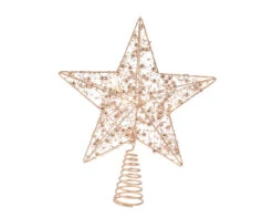 11" Gold Glitter Star Tree Topper Battery Operated LED Lights