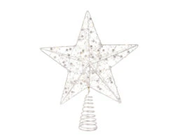 11" Silver Star Tree Topper 15 LED Battery Operated Lights
