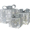 12" Silver Sequin Battery Operated Gift Box Set Of 3