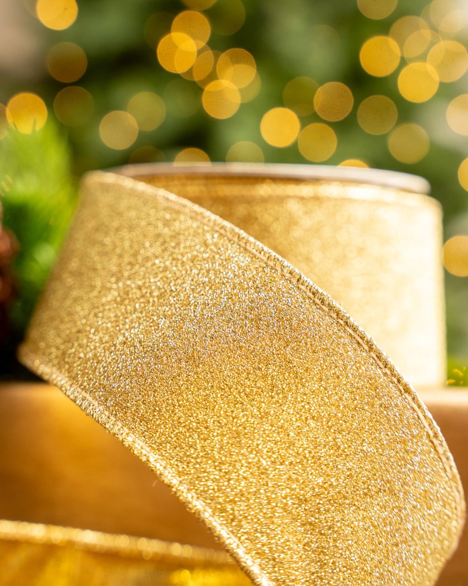 2.5" X 10YD Gold Mesh Ribbon With Gold Back 2 2.5" X 10YD Gold Mesh Ribbon With Gold Back - Image 2