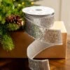 2.5" X 10YD Silver Full Glitter Ribbon