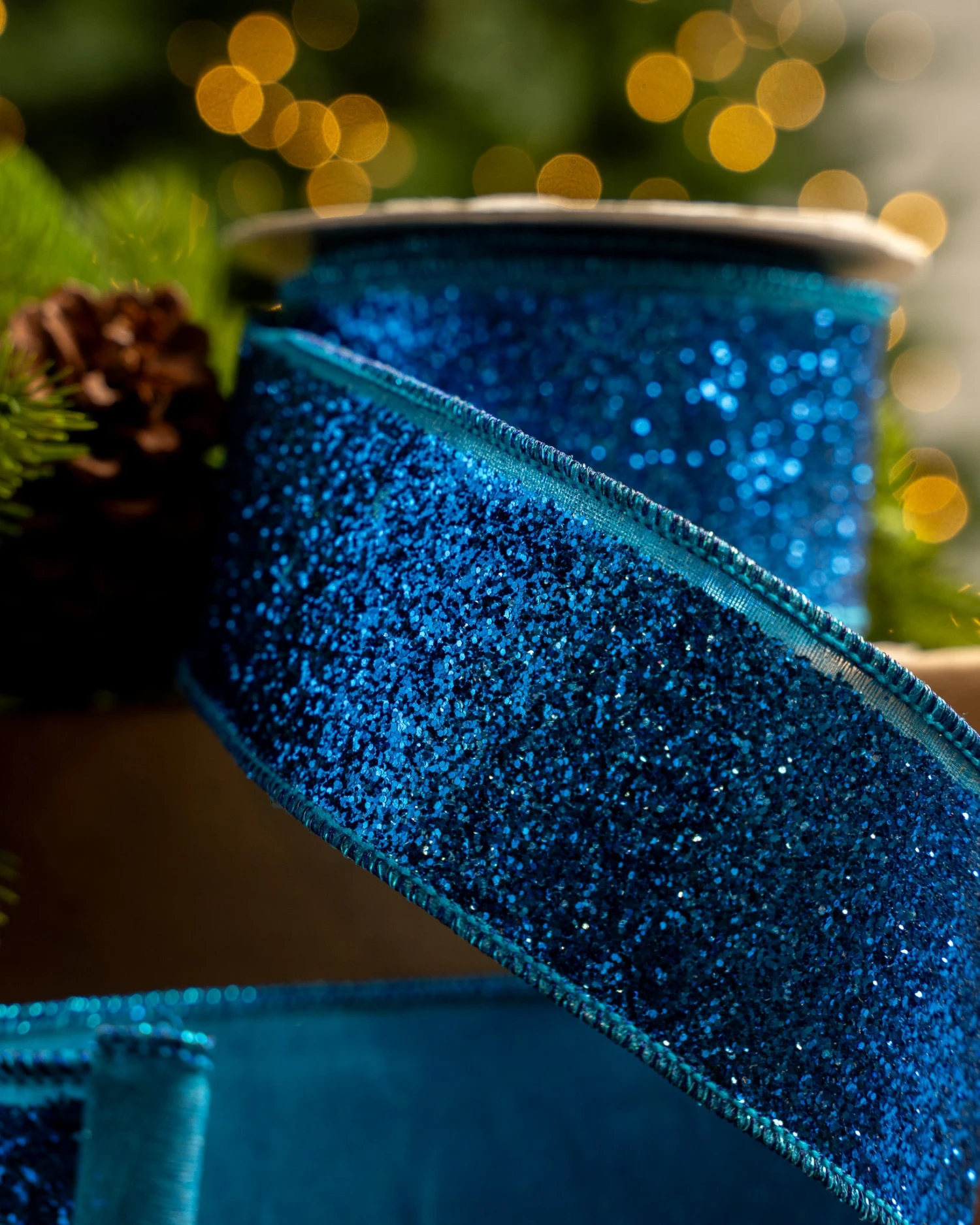 2.5" X 10YD Midnight Blue Full Glitter Ribbon 2 2.5" X 10YD Midnight Blue Full Glitter Ribbon - Image 2