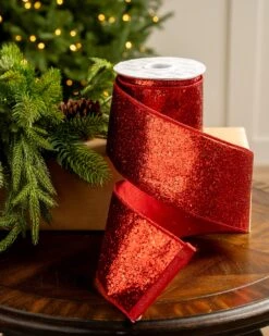 4" X10YD Red Mesh Ribbon