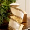 4" X5YD Ivory With Gold Crotchet Trim Edge