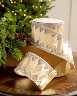 4" X10YD Light Gold With Silver Trim