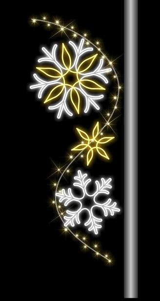 7 FT X 2.5 FT Warm White & Cool White Snowflake Pole Banner 1 7 FT X 2.5 FT Warm White & Cool White Snowflake Pole Banner