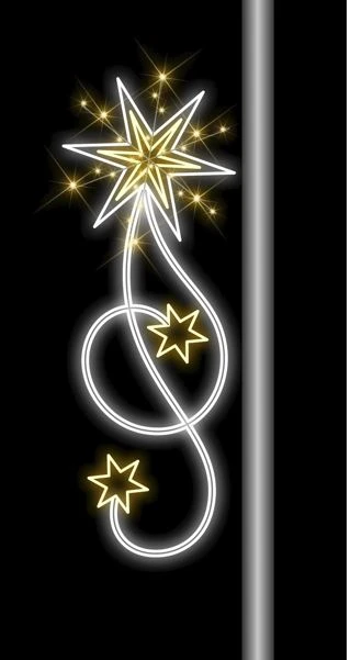 6 FT X 2 FT LED Cool & Warm White Stars Pole Banner 1 6 FT X 2 FT LED Cool & Warm White Stars Pole Banner