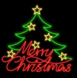 4.5 FT X 4.5 FT Warm White, Red, & Green LED Merry Christmas Tree