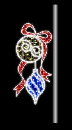 6 FT X 3 FT LED Warm White Gold & Blue Ornament Pole Banner