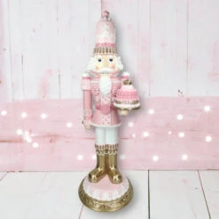 2.5 FT Pink & Gold Nutcracker With Cake