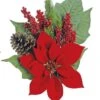 19" Red Poinsettia Pine Cone Bouquet
