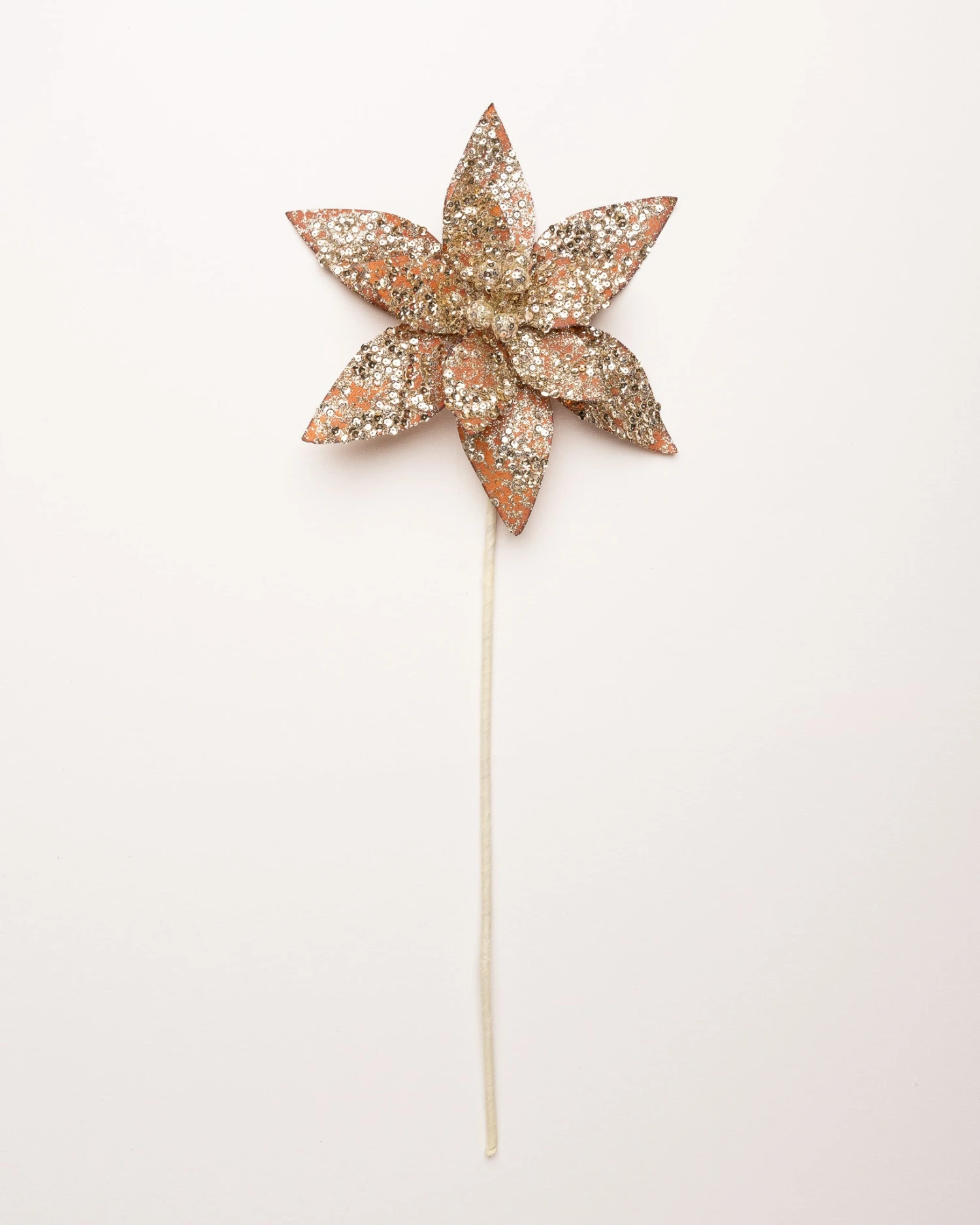 24" Gold Sequined Poinsettia Stem Set Of 12 1 24" Gold Sequined Poinsettia Stem Set Of 12