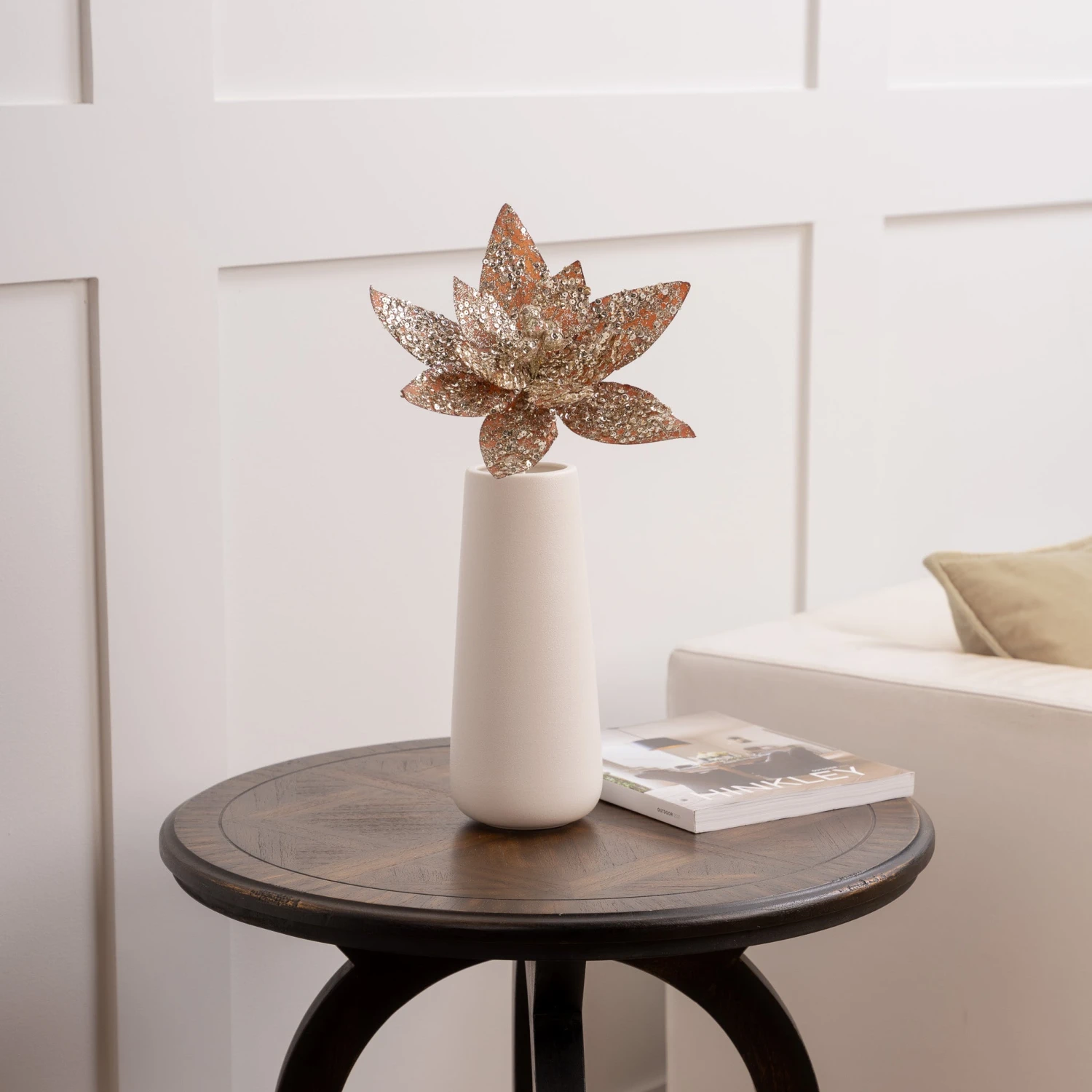 24" Gold Sequined Poinsettia Stem Set Of 12 4 24" Gold Sequined Poinsettia Stem Set Of 12 - Image 4