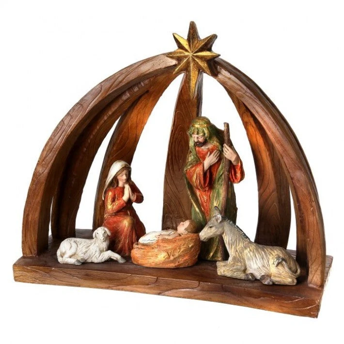 15" Nativity In An Arch Creche With Star 1 15" Nativity In An Arch Creche With Star