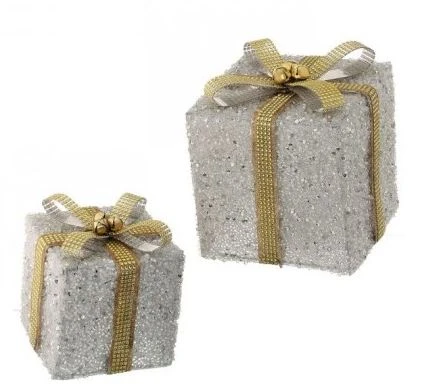 8" & 10" Silver & Gold Beaded Gift Box Set Of 2 1 8" & 10" Silver & Gold Beaded Gift Box Set Of 2