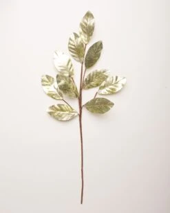 30" Aqua Metallic Magnolia Leaf Spray Set Of 12