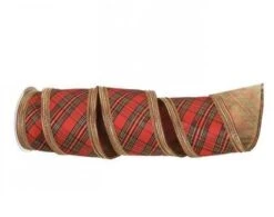 4" X 5 YD Red & Gold Plaid Wired Ribbon