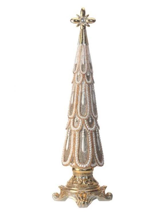 19" Champagne Gold Dripping Pearls Old World Tree 1 19" Champagne Gold Dripping Pearls Old World Tree