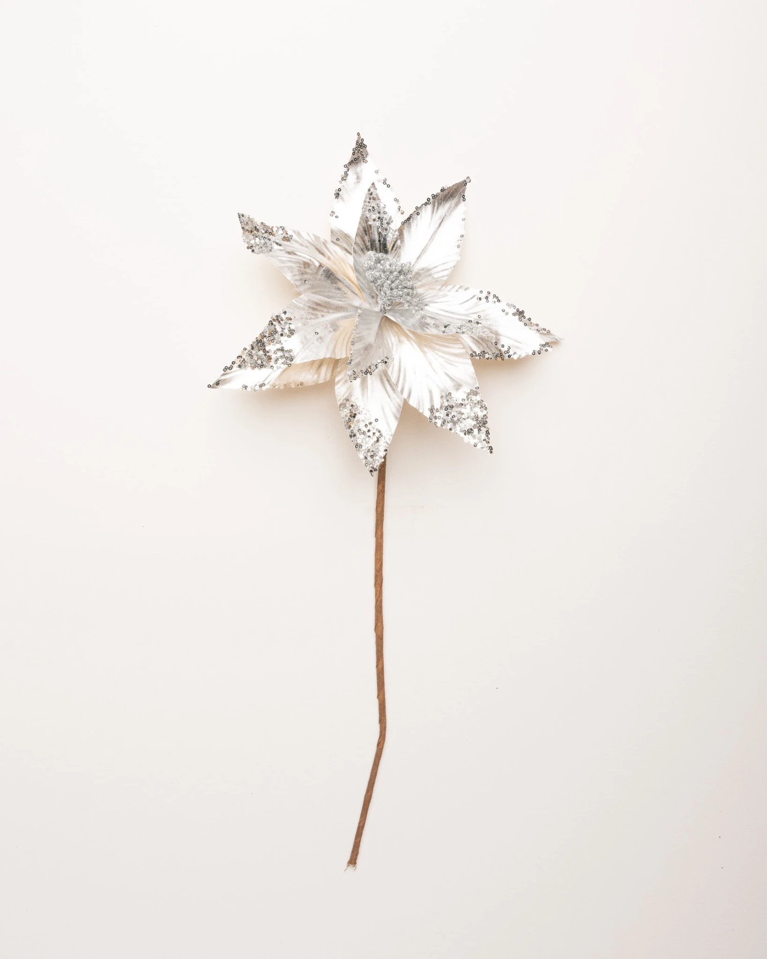 24" Metallic Sequin Edged Tip Poinsettia Set Of 12 1 24" Metallic Sequin Edged Tip Poinsettia Set Of 12