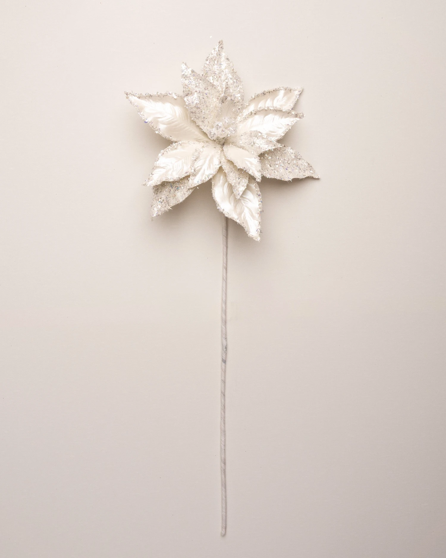 24" Silver Flake Metallic Poinsettia Stem Set Of 6 1 24" Silver Flake Metallic Poinsettia Stem Set Of 6