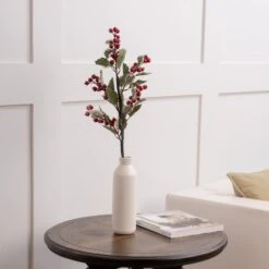 25" Red Frosted Berry Holly Leaf Set Of 6 -Christmas Decoration Shop 4390310924 2