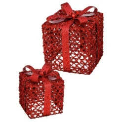6" & 8" Red Metal Gift Box Set